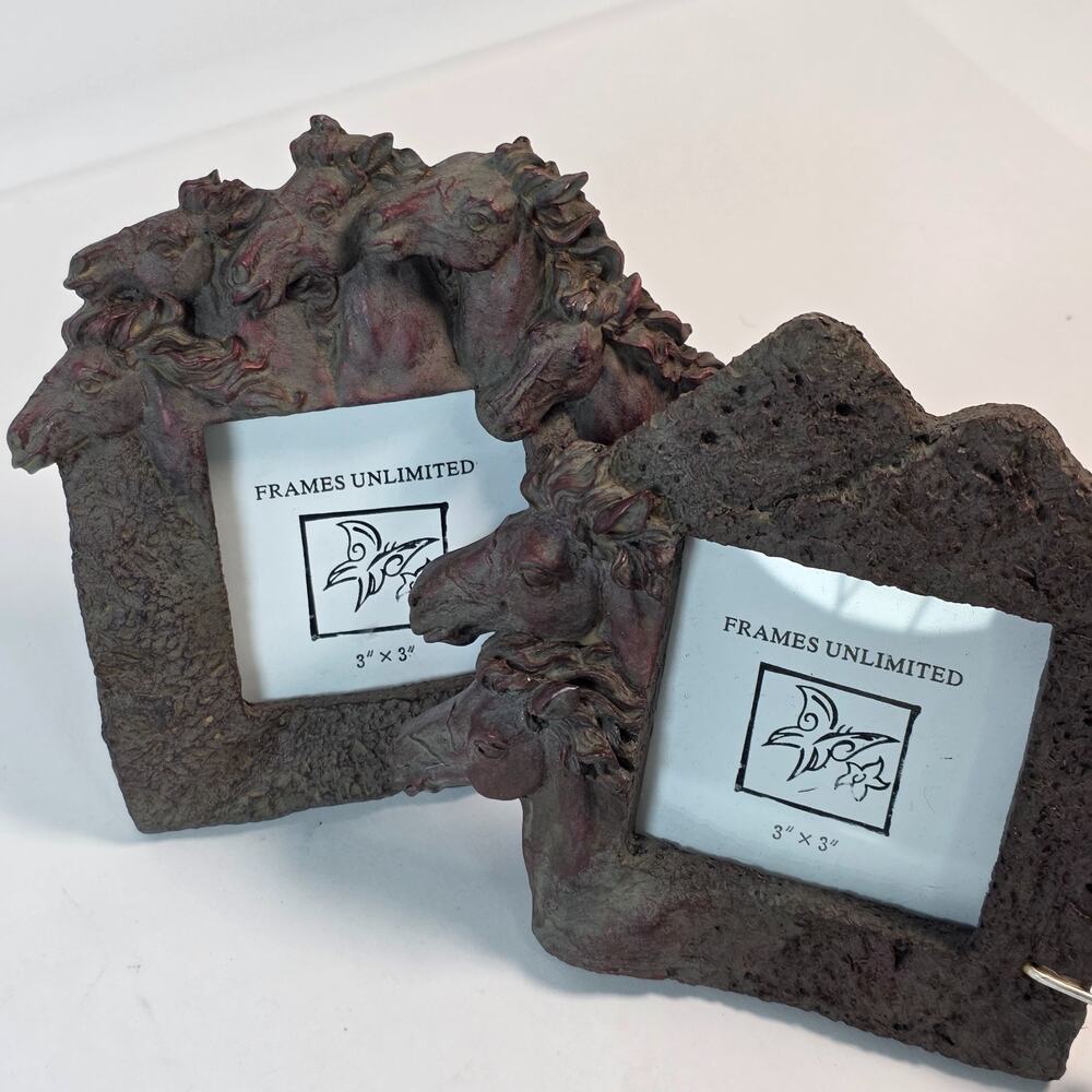 Rustic Western Wild Horses Vintage Frames Unlimited 3x3 picture frames set of 2